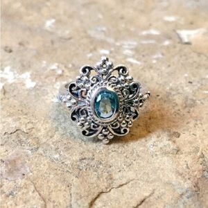 Sterling silver and aquamarine vintage ring